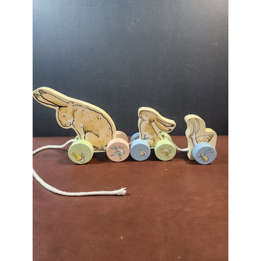 Guess How Much I Love You Wooden Pull Toy From Book 2023 Bunnies Snail Wheels